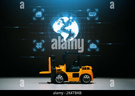 Concept of logistics. Delivery of goods in different ways around the world. Stock Photo