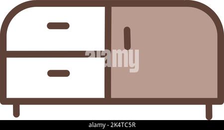 Brown deocrative nightstand, illustration, vector on a white background. Stock Vector