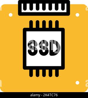 PC SSD, illustration, vector on a white background. Stock Vector