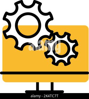 PC Settings, illustration, vector on a white background. Stock Vector
