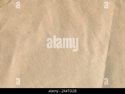 front view closeup of vintage brown craft paper texture pattern background with wrinkles and imperfections Stock Photo