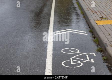 bike path in the park during the rain Stock Photo