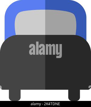 Blue bed, illustration, vector on a white background. Stock Vector