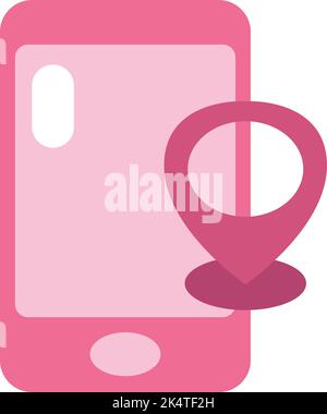 Phone location, illustration, vector on a white background. Stock Vector