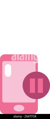 Phone pause button, illustration, vector on a white background. Stock Vector