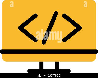 PC Coding, illustration, vector on a white background. Stock Vector