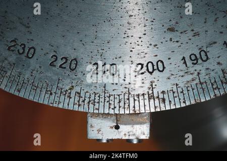 Round scale of angle measurement from vintage telescope Stock Photo