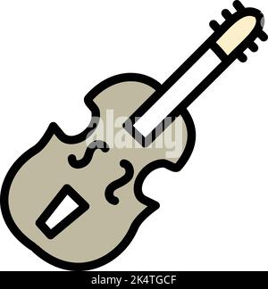 Violin instrument, illustration, vector on a white background. Stock Vector