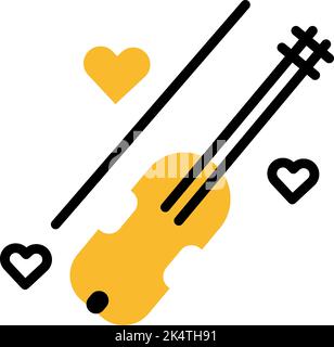 Valentines day violin, illustration, vector on a white background. Stock Vector