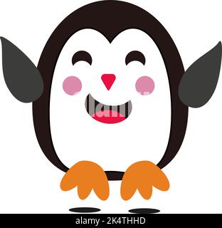 Penguin bouncing, illustration, vector on a white background. Stock Vector