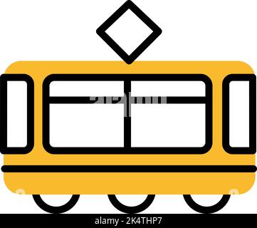 Railway tram, illustration, vector on a white background. Stock Vector
