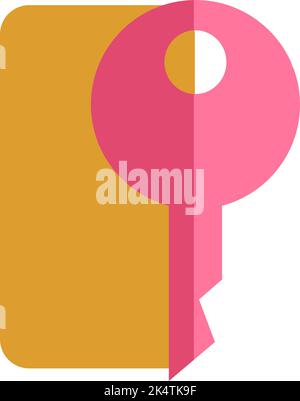 Travel hotel key, illustration, vector on a white background. Stock Vector