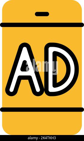 Phone ads, illustration, vector on a white background. Stock Vector
