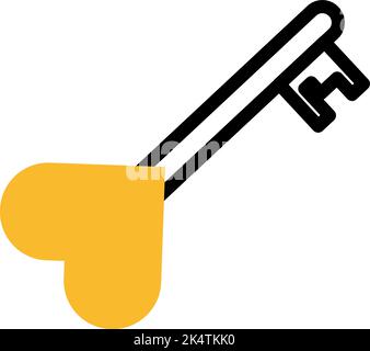 Valentines day heart key, illustration, vector on a white background. Stock Vector