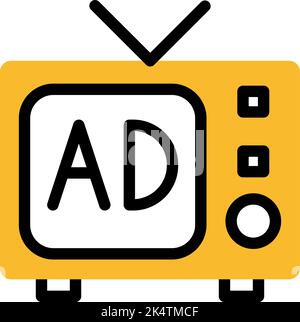 Television ads, illustration, vector on a white background. Stock Vector