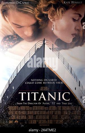 Titanic 1997.  Titanic Movie Poster.  Leonardo Dicaprio, Kate Winslet Stock Photo