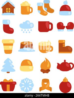Winter supplies, illustration, vector on a white background. Stock Vector