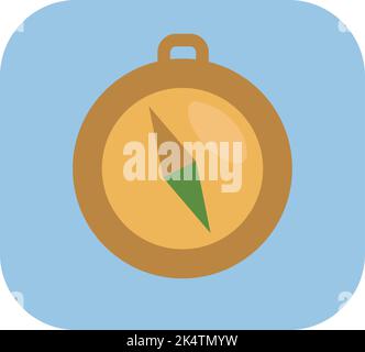 Camping compass, illustration, vector on a white background. Stock Vector