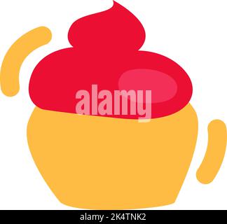 Valentines day red cupcake, illustration, vector on a white background. Stock Vector