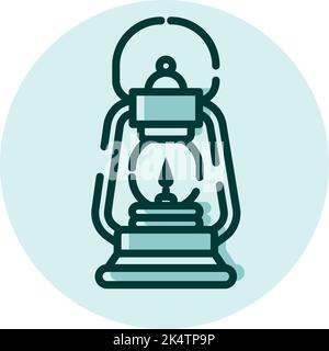 Camping oil lamp, illustration, vector on a white background. Stock Vector