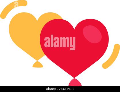 Two valentines balloons, illustration, vector on a white background. Stock Vector