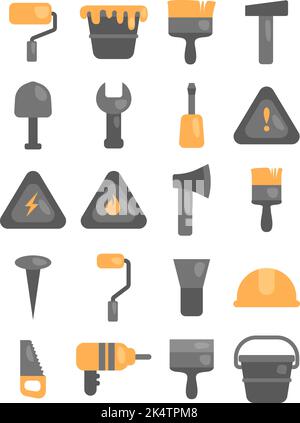 Construction work, illustration, vector on a white background. Stock Vector