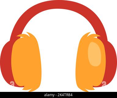 Red headphones, illustration, vector on a white background. Stock Vector