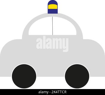 Grey police car, illustration, vector on a white background. Stock Vector