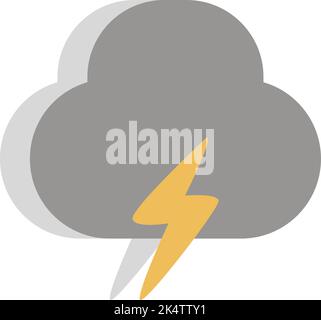Thunder cloud, illustration, vector on a white background. Stock Vector