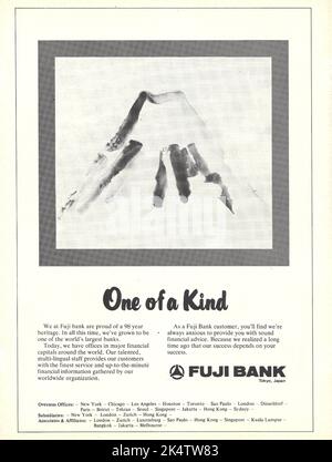 Fuji bank Tokyo Japan financial institution advertisement bank magazine advert 1980s 1970s Stock Photo