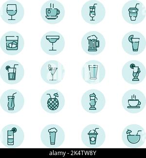 Alcoholic drinks, illustration, vector on a white background. Stock Vector
