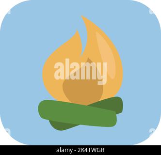Camping bonfire, illustration, vector on a white background. Stock Vector