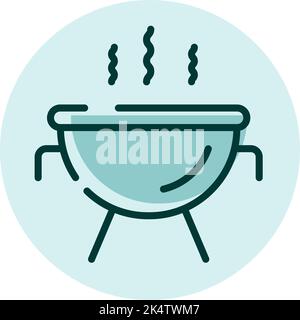 Camping barbeque, illustration, vector on a white background. Stock Vector