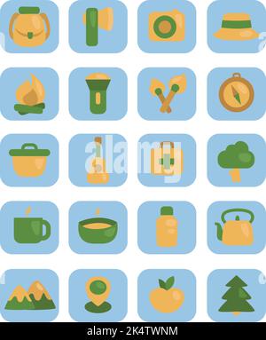 Camping trip, illustration, vector on a white background. Stock Vector