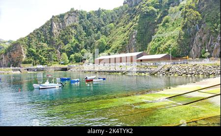 Overview of Cudillero, Principality of Asturias, Spain, Europe Stock Photo