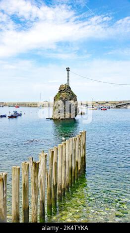 Overview of Cudillero, Principality of Asturias, Spain, Europe Stock Photo