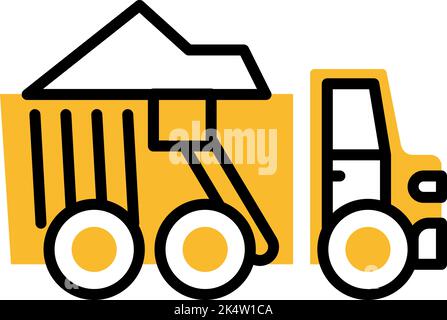 Hard equipments dump truck, illustration, vector on a white background. Stock Vector