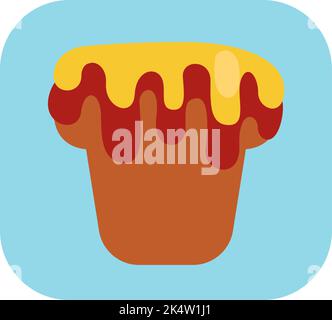 Yellow cupcake, illustration, vector on a white background. Stock Vector