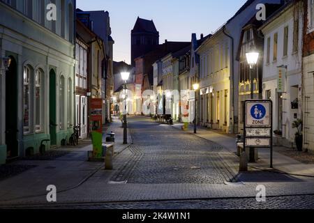 Pedestrian zone in the medieval town center of Perleberg Stock Photo
