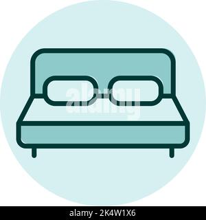 Blue bed, illustration, vector on a white background. Stock Vector