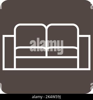 Brown sofa, illustration, vector on a white background. Stock Vector