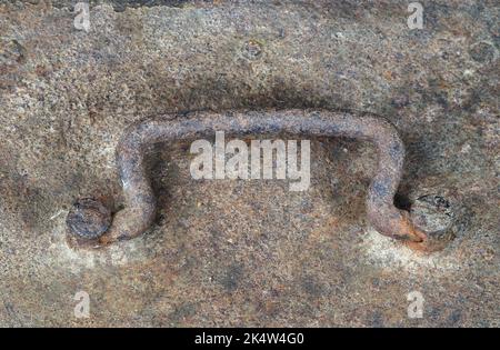 Rust of metals. Corrosion of metal. Rust and corrosion in the weld. Corrosive Rust on old iron, grunge rust texture, Rush on handle of the metal box. Stock Photo