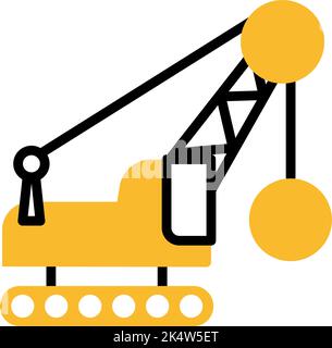 Hard equipments crane, illustration, vector on a white background. Stock Vector
