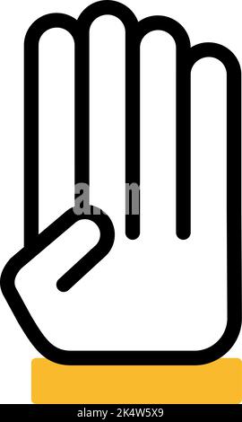Hand four fingers, illustration, vector on a white background. Stock Vector