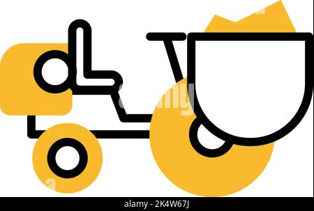 Hard equipments road roller, illustration, vector on a white background. Stock Vector