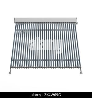The computer-generated 3d realistic solar water heater isolated on a vertical white background. Stock Photo