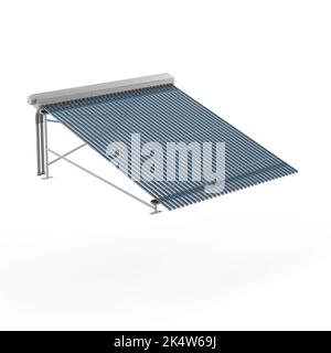 The computer-generated 3d realistic solar water heater isolated on a vertical white background. Stock Photo