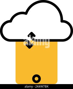 Mobile cloud sync, illustration, vector on a white background. Stock Vector