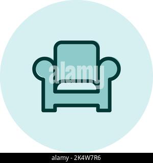 Blue armchair, illustration, vector on a white background. Stock Vector