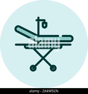 Medical bed on wheels, illustration, vector on a white background. Stock Vector